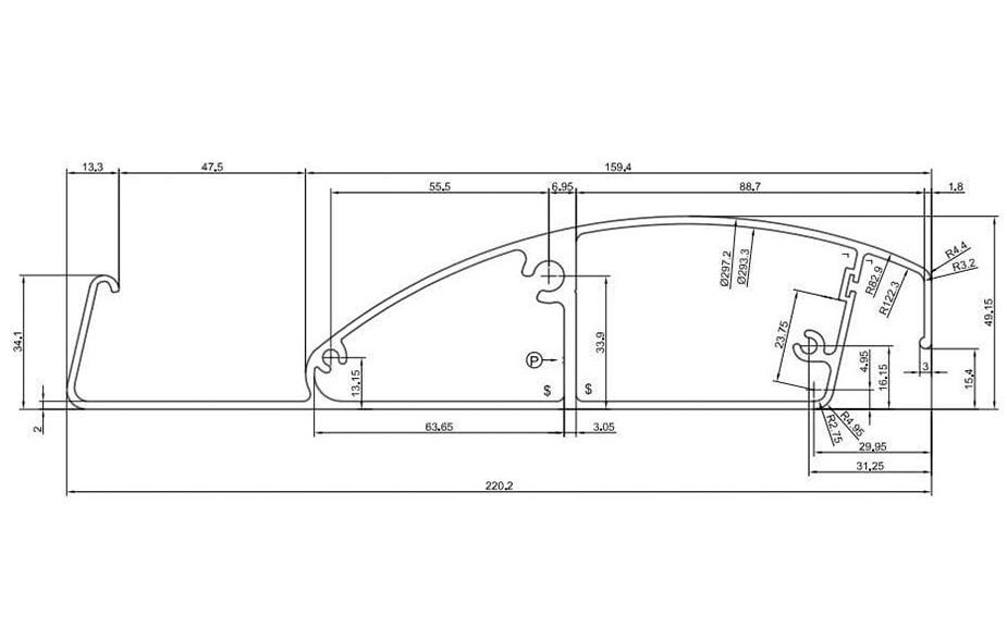 Détail lame double paroi aluminium autoportée